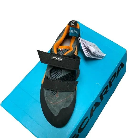 Scarpa Force V Climbing Shoes in Black and Orange