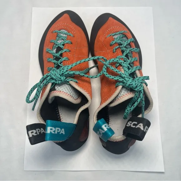 Scarpa Helix Rock Climbing Shoes Hiking Vibram Soles XS Edge Orange Women 6