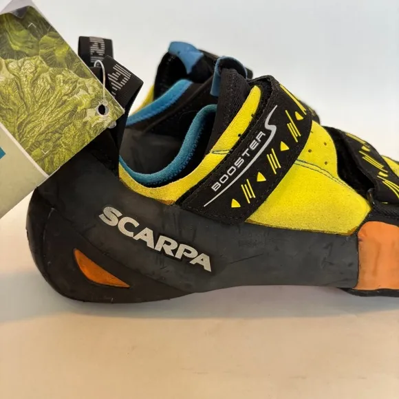 Scarpa Men's black yellow orange Booster Rock Climbing boulder Shoes size 45 NWT