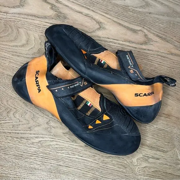 SCARPA Mens Instinct VS Climbing Shoes Black Orange Rock Sneakers Italy 14.5