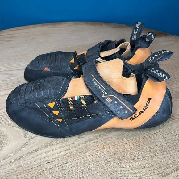 SCARPA Mens Instinct VS Climbing Shoes Black Orange Rock Sneakers Italy 14.5