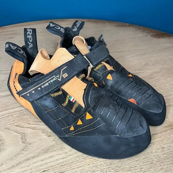 SCARPA Mens Instinct VS Climbing Shoes Black Orange Rock Sneakers Italy 14.5