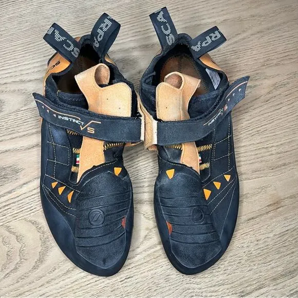 SCARPA Mens Instinct VS Climbing Shoes Black Orange Rock Sneakers Italy 14.5