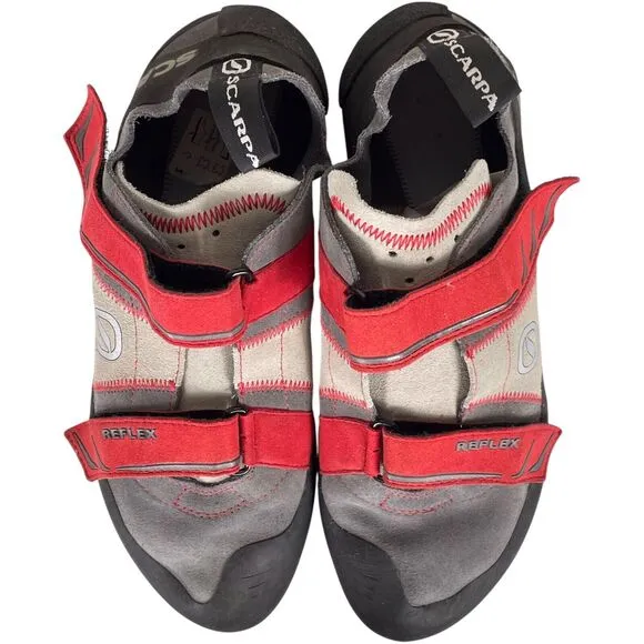 SCARPA Men's Reflex Climbing Bouldering Shoe Size 10.5 Suede Gray Red