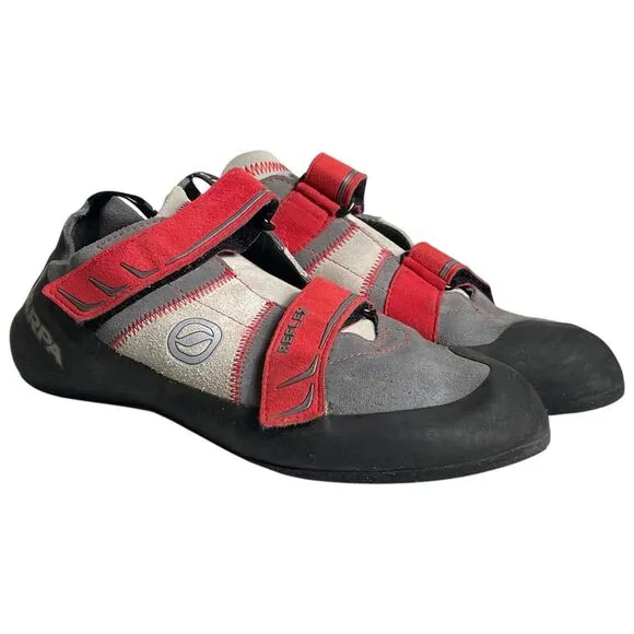 SCARPA Men's Reflex Climbing Bouldering Shoe Size 10.5 Suede Gray Red