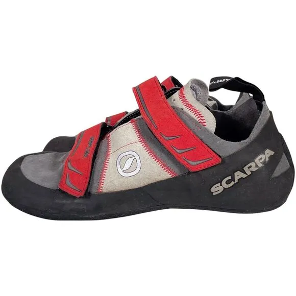 SCARPA Men's Reflex Climbing Bouldering Shoe Size 10.5 Suede Gray Red