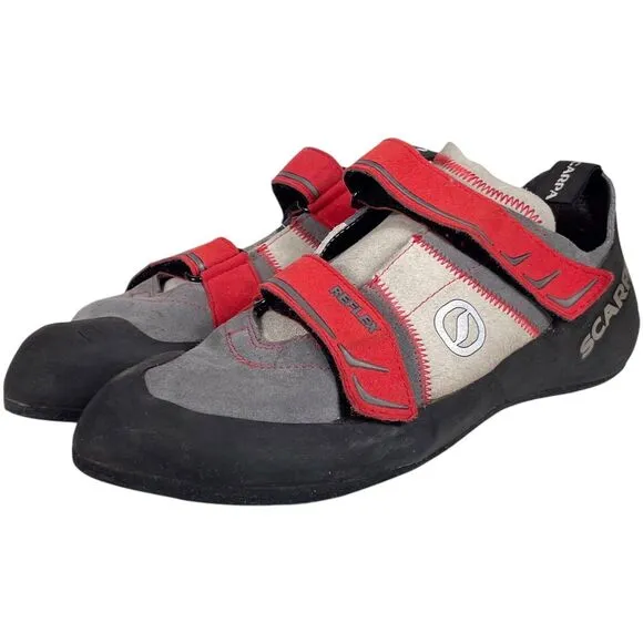 SCARPA Men's Reflex Climbing Bouldering Shoe Size 10.5 Suede Gray Red