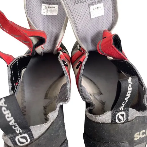 SCARPA Men's Reflex Climbing Bouldering Shoe Size 10.5 Suede Gray Red