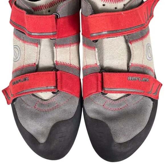 SCARPA Men's Reflex Climbing Bouldering Shoe Size 10.5 Suede Gray Red