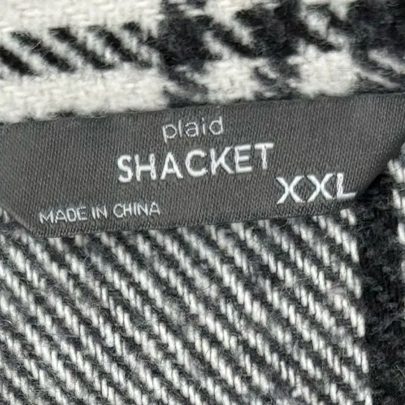 Shacket Thick Heavyweight Flannel Shirt Plaid Black White Check Womens Size XXL