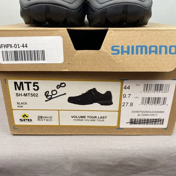 SHIMANO MT5 SH-MT 502 Mens EU 44 US 9.7 Mountain/Touring Cycling Shoes Black