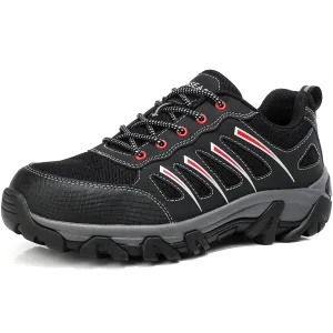 SIXSPACE Men Climbing shoes Work Boots Waterproof Lightweight Slip Resistant Construction Shoe BlackRed 8US