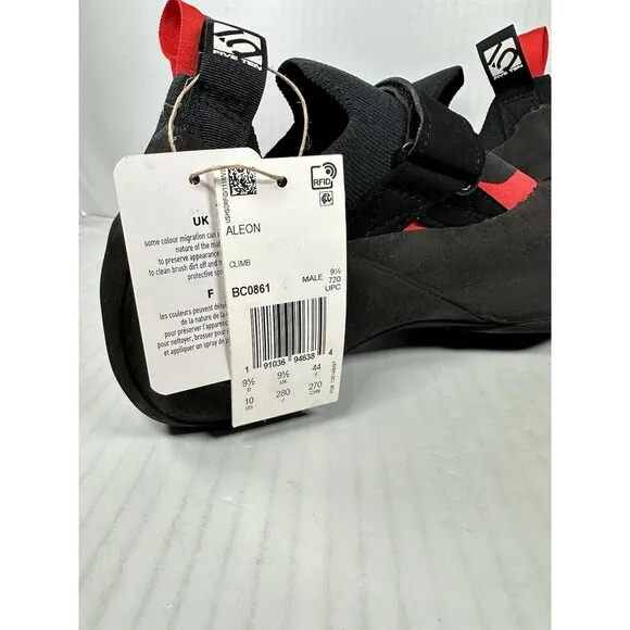 Size 10 ADIDAS Five Ten Aleon Climbing Shoes Mens Black Red BC0861 Stealth NEW