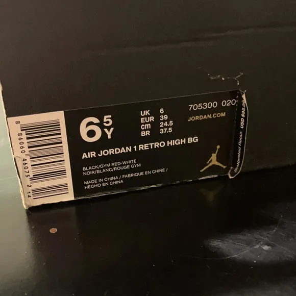 Size 6.5y Air Jordan 1 Retro High BG