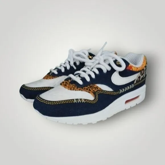 Size 9 - Nike Air Max 1 Premium Denim Leopard NWOB