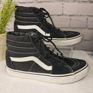 SK8-HI VANS SHOES BLACK AND WHITE HIGH TOPS LEATHER AND SUEDE SIZE 6.5/8
