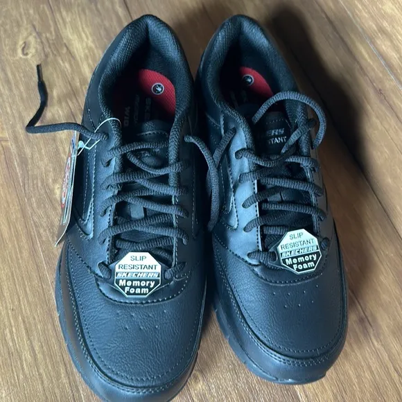 Skechers Mens Nampa Soft Toe Lace up Safety Shoes Black Polyurethane Size 9 NWT