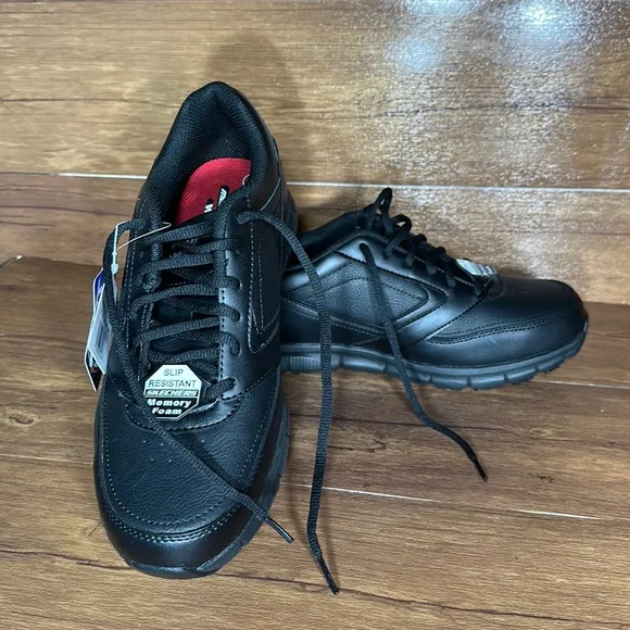 Skechers Mens Nampa Soft Toe Lace up Safety Shoes Black Polyurethane Size 9 NWT