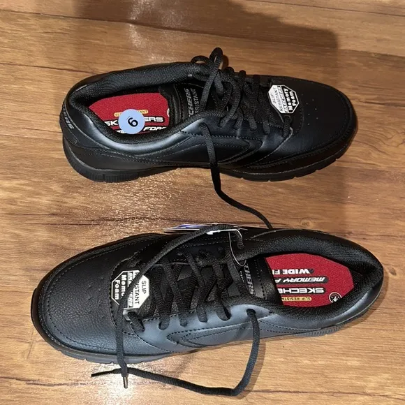 Skechers Mens Nampa Soft Toe Lace up Safety Shoes Black Polyurethane Size 9 NWT