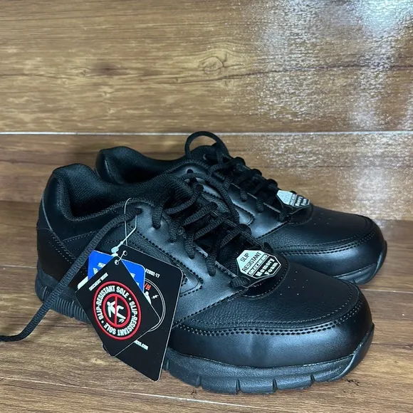 Skechers Mens Nampa Soft Toe Lace up Safety Shoes Black Polyurethane Size 9 NWT