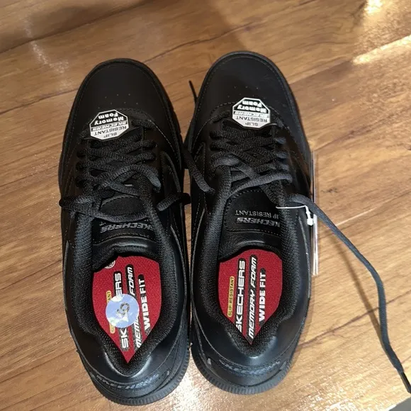 Skechers Mens Nampa Soft Toe Lace up Safety Shoes Black Polyurethane Size 9 NWT