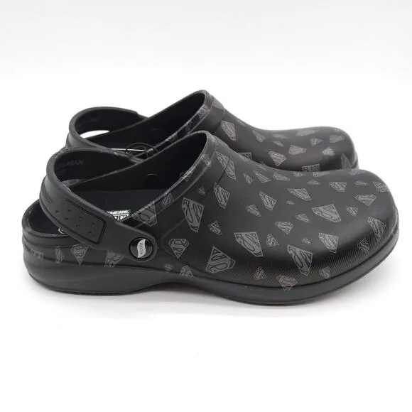 Skechers Mens Size 8‎ Superman DC Slip On Work Safety Shoes Slip Resistant Black