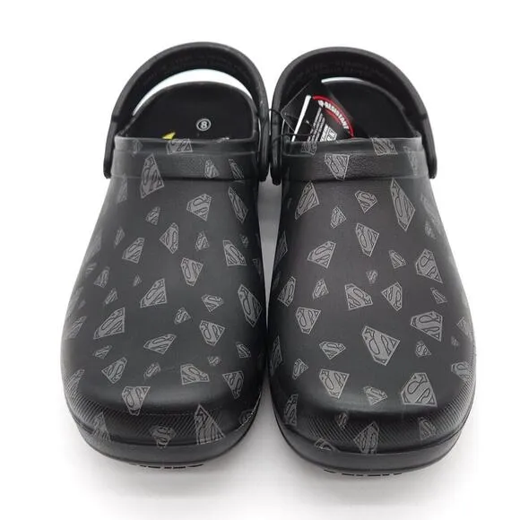 Skechers Mens Size 8‎ Superman DC Slip On Work Safety Shoes Slip Resistant Black