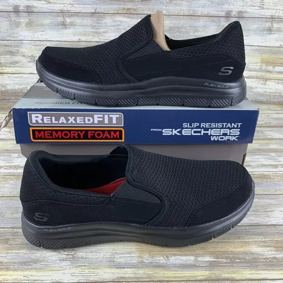 Skechers Shoes Mens 11 Black Flex Advantage Sr MCALLEN Slip Water Resistant Work