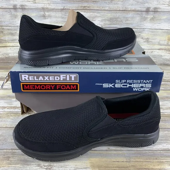 Skechers Shoes Mens 11 Black Flex Advantage Sr MCALLEN Slip Water Resistant Work
