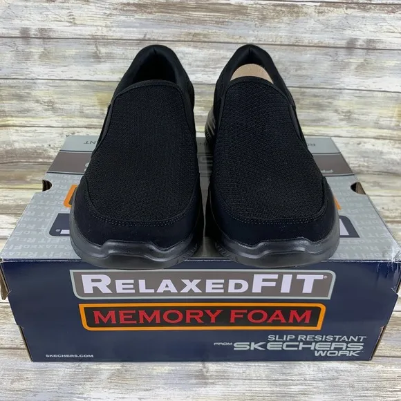 Skechers Shoes Mens 11 Black Flex Advantage Sr MCALLEN Slip Water Resistant Work