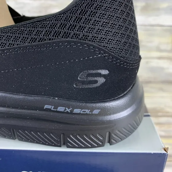 Skechers Shoes Mens 11 Black Flex Advantage Sr MCALLEN Slip Water Resistant Work