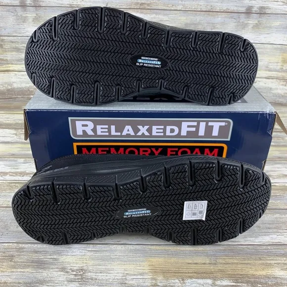 Skechers Shoes Mens 11 Black Flex Advantage Sr MCALLEN Slip Water Resistant Work