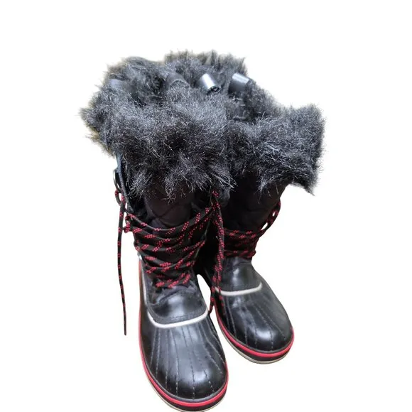 Sorel Boots Size 7 Tofino Cate Black Quilted Snow Ski waterproof apres-ski