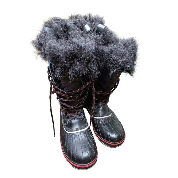 Sorel Boots Size 7 Tofino Cate Black Quilted Snow Ski waterproof apres-ski