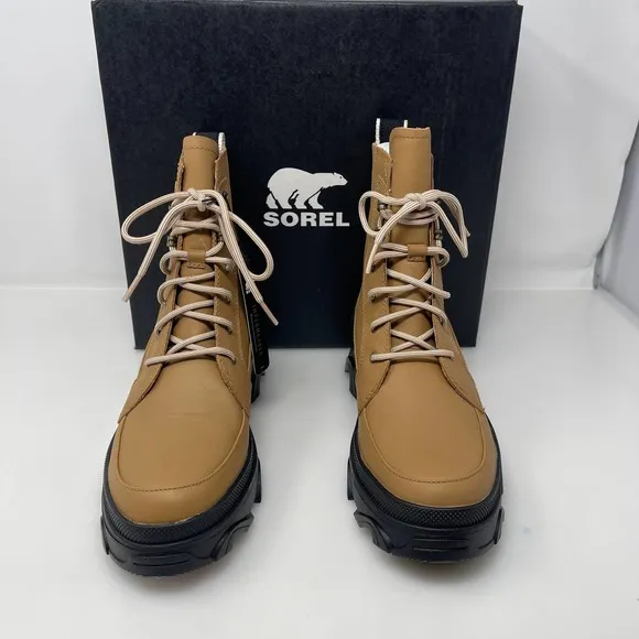 Sorel Brex Lace-Up Boots in Tawny Buff and Black Size 8 M Retail $200 NEW‎