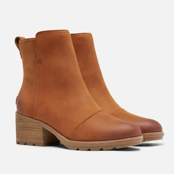 SOREL Cate Booties Leather Ankle Booties, Camel (Iced Tea), Waterproof, Size 6