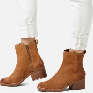 SOREL Cate Booties Leather Ankle Booties, Camel (Iced Tea), Waterproof, Size 6