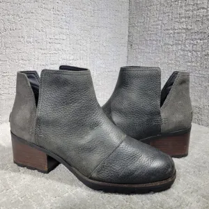 Sorel Cate Women's Size 10.5M US Charcoal Leather Waterproof Rain Bootie Boots