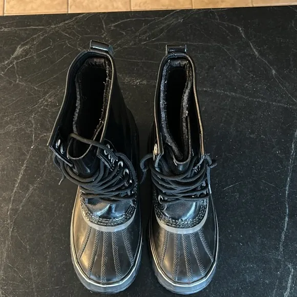 Sorel Dahlia Patent Leather MidCalf Waterproof Winter Lined Boots Black Womens 9
