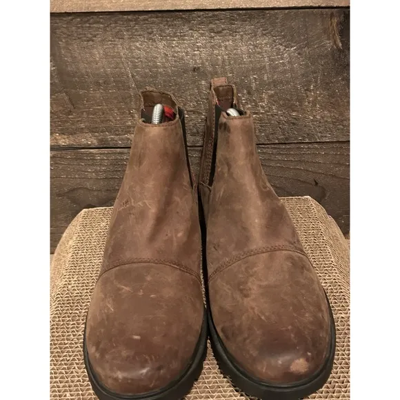 Sorel Emelie Chelsea Waterproof Boot Brown Leather Women Size 10