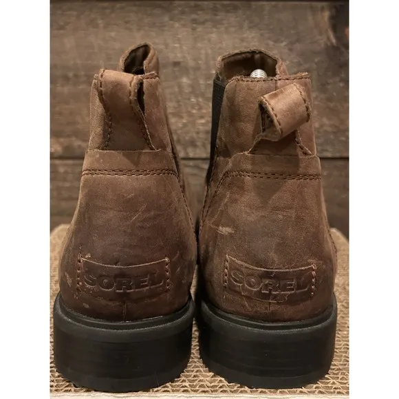 Sorel Emelie Chelsea Waterproof Boot Brown Leather Women Size 10