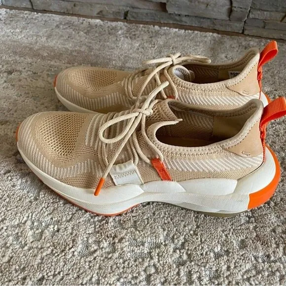 Sorel Explorer Defy Low Top Sneakers Tennis Shoes Ceramic Chalk Orange Cream