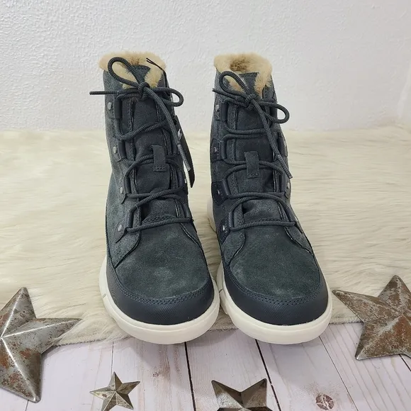 Sorel Explorer Next Joan Waterproof Boots Grill Gray Fawn Fur size 9 NEW NWT