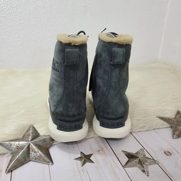 Sorel Explorer Next Joan Waterproof Boots Grill Gray Fawn Fur size 9 NEW NWT
