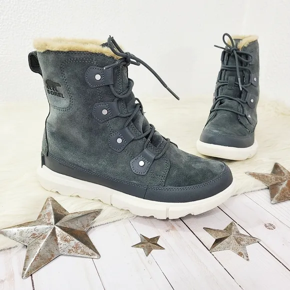 Sorel Explorer Next Joan Waterproof Boots Grill Gray Fawn Fur size 9 NEW NWT