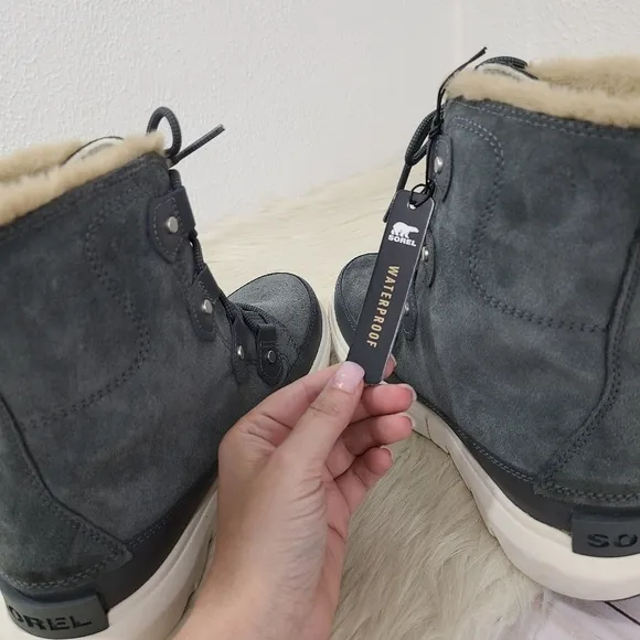 Sorel Explorer Next Joan Waterproof Boots Grill Gray Fawn Fur size 9 NEW NWT