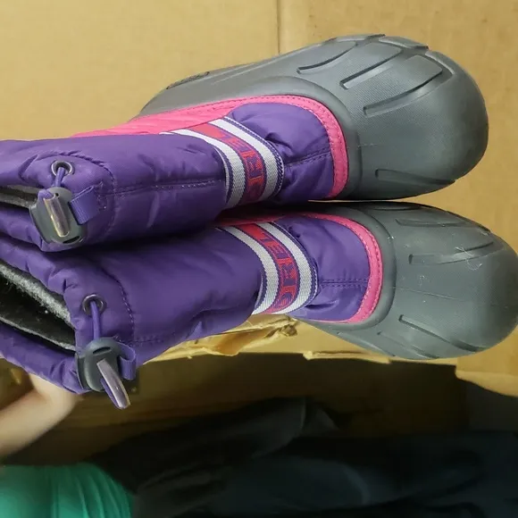 Sorel girl's winter snow ski boots pink purple 3 cy