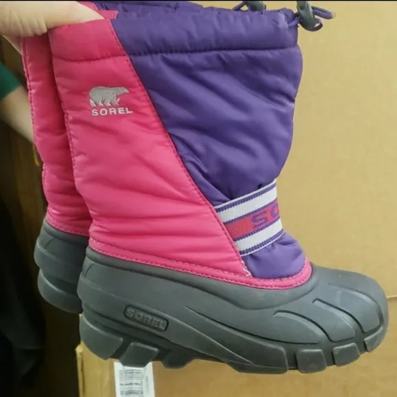 Sorel girl's winter snow ski boots pink purple 3 cy