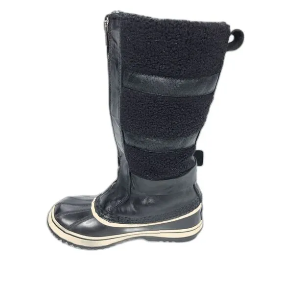 SOREL Helen of Tundra II Waterproof Black Fleece Leather Knee High Duck Boots 9