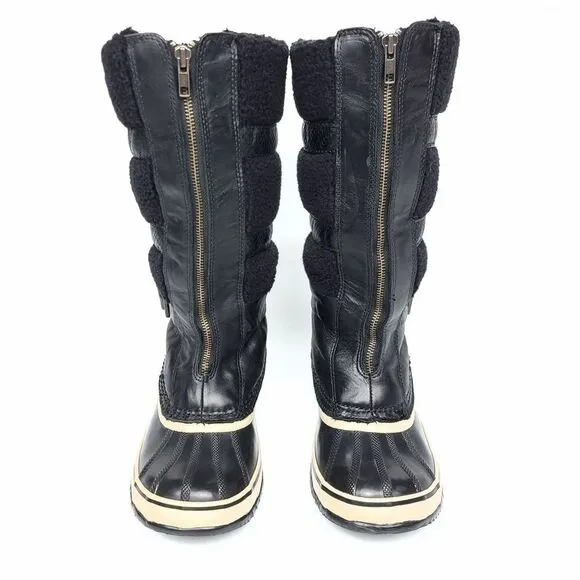SOREL Helen of Tundra II Waterproof Black Fleece Leather Knee High Duck Boots 9
